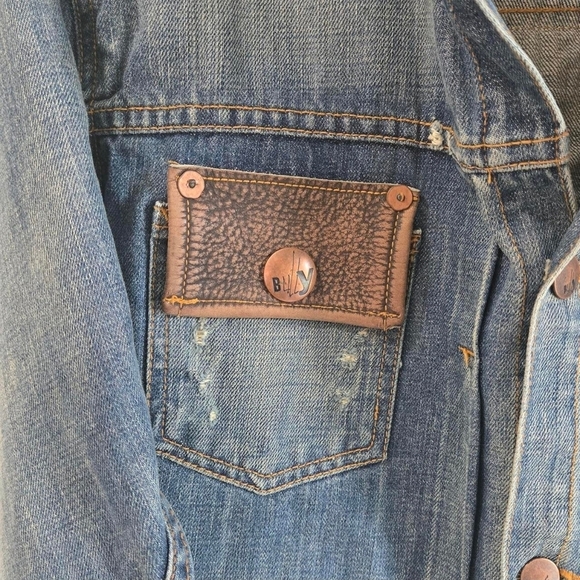 🍂 Y2K Bully Denim Leather Jean Jacket - Picture 3 of 6